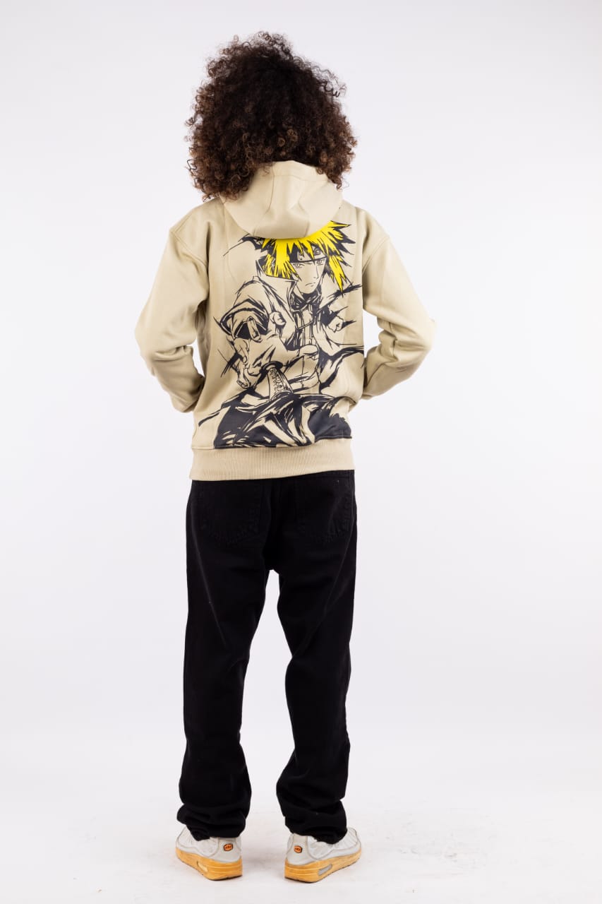 Casual Beige Hoodie – Anime-Inspired Streetwear